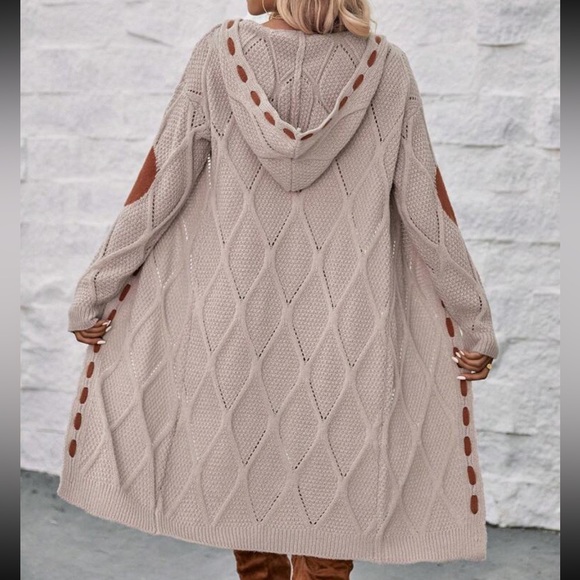 New to PoshC | Contrast Panel Drop Shoulder Open Front Cardigan - Picture 2 of 8